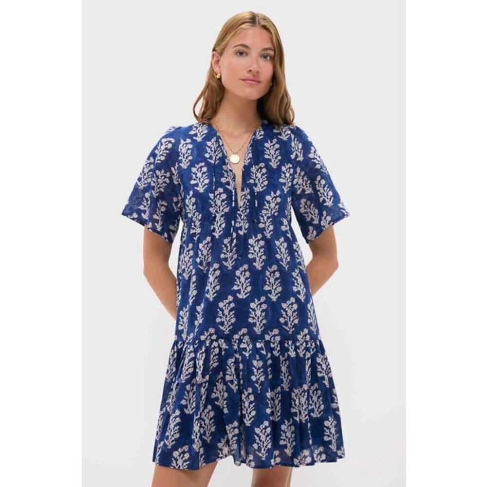 Emerson Fry Love Tomas Island Pressed Flowers Blue Mini Dress XS/S NEW